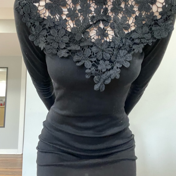 Long Sleeve Mini Dress with Lace Embellishments! - Picture 4 of 5